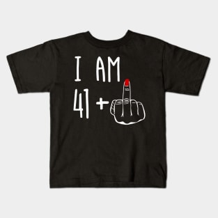 I Am 41 Plus 1 Middle Finger Girl 42nd Birthday 42 Years Old Kids T-Shirt